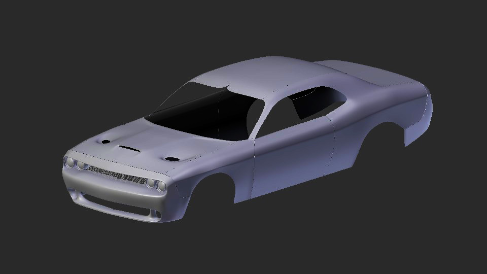 3D rendering of a Dodge Challenger in progress